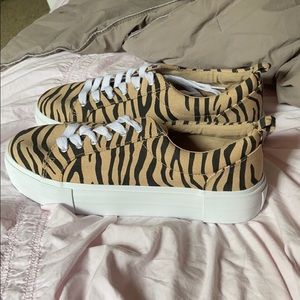 Tiger Print Platform Sneakers